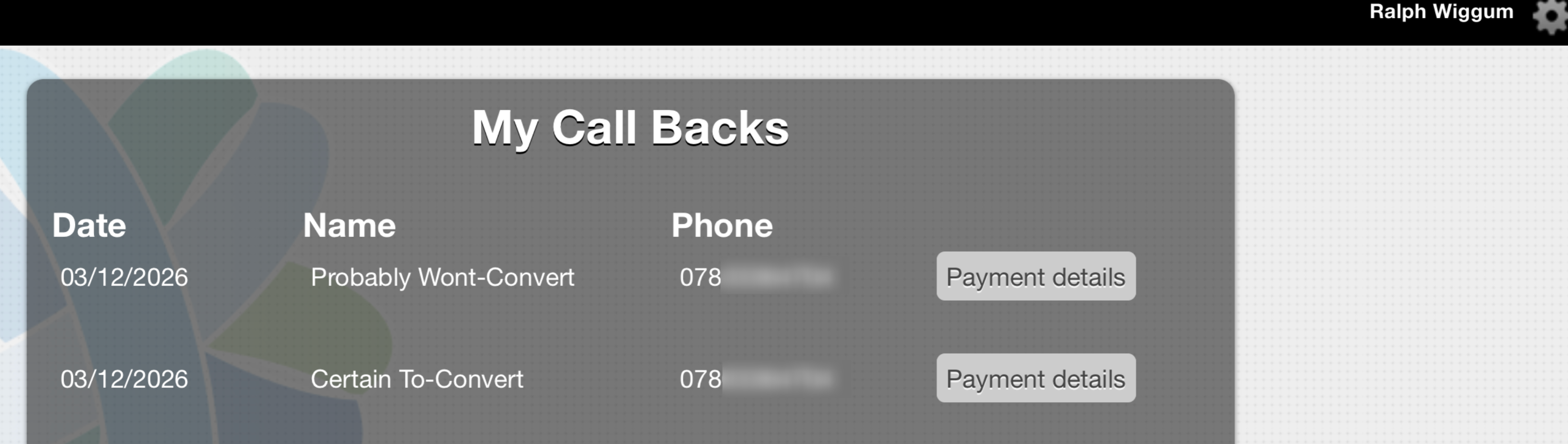 List of pending callbacks